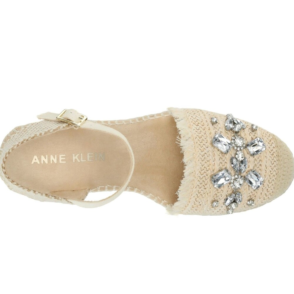 Anne Klein Women's Sandals Crystal Espadrille Wedge Size 10 closed toe New - Picture 6 of 7